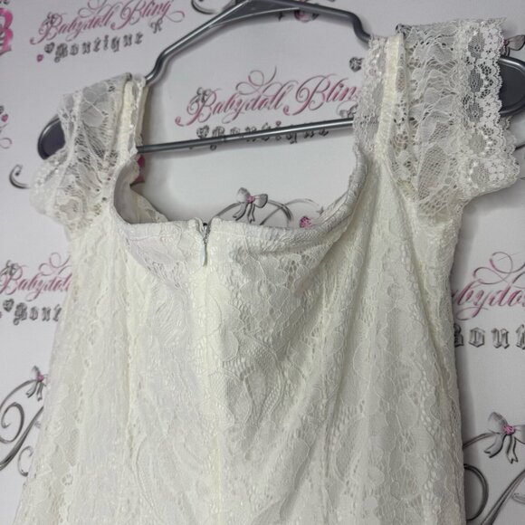 Sugar thrillz dolls kill milk maid dress lace white ribbon π bow rose bud - Picture 9 of 10